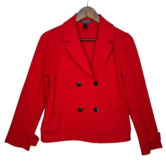 Banana Republic Blazer Jacket‎ Women Size PM Red Double Breasted Stretch Pockets - Picture 1 of 12